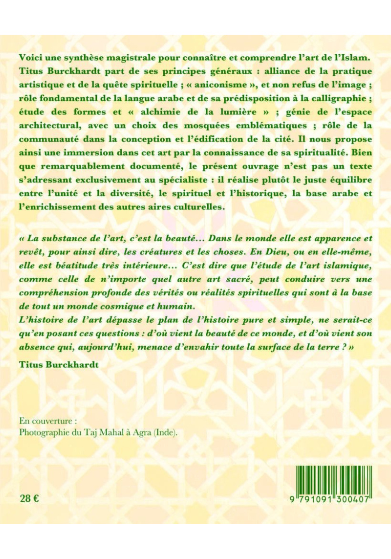 L’Art de l'islam - langage et signification - Titus Burckhardt - Tasnim - 2
