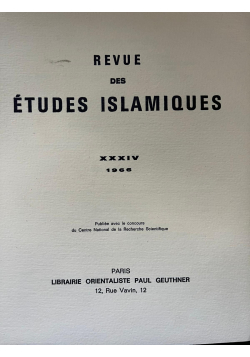 Revue des études islamiques - 2 volumes - année 1966