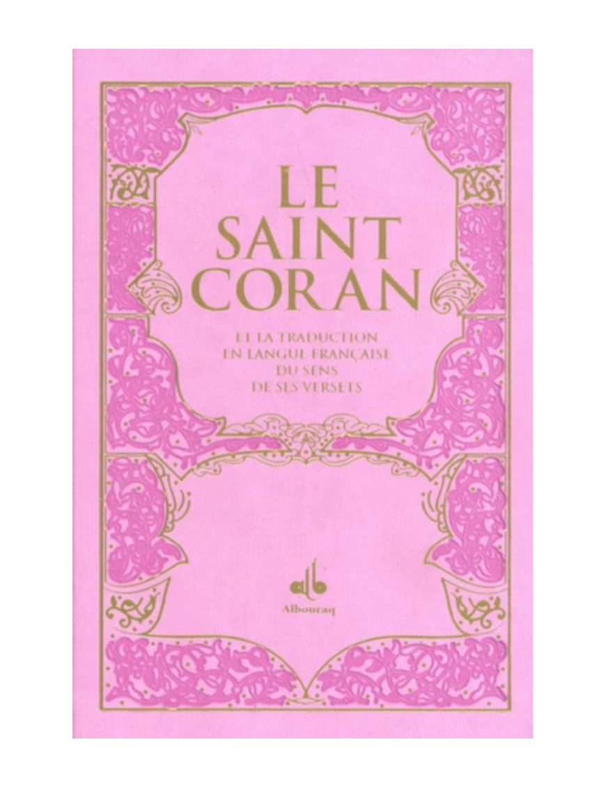 Saint Coran (arabe/français) - daim rose - 14x19 cm - Al Bouraq