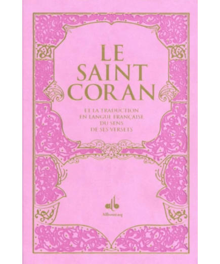 Saint Coran (arabe/français) - daim rose - 14x19 cm - Al Bouraq