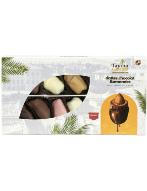 Boites dégustation : Dattes enrobées Chocolat et cœur d'amande - Tayiba