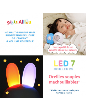 Alilou (Bleu) Le petit Lapinou Mouslim - Jouet / Veilleuse Ludo-éducatif pour enfants