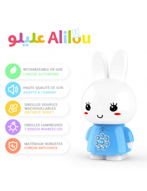 Alilou (Bleu) Le petit Lapinou Mouslim - Jouet / Veilleuse Ludo-éducatif pour enfants