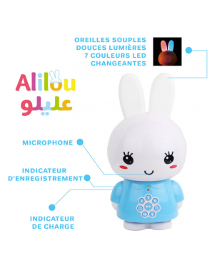 Alilou (Bleu) Le petit Lapinou Mouslim - Jouet / Veilleuse Ludo-éducatif pour enfants