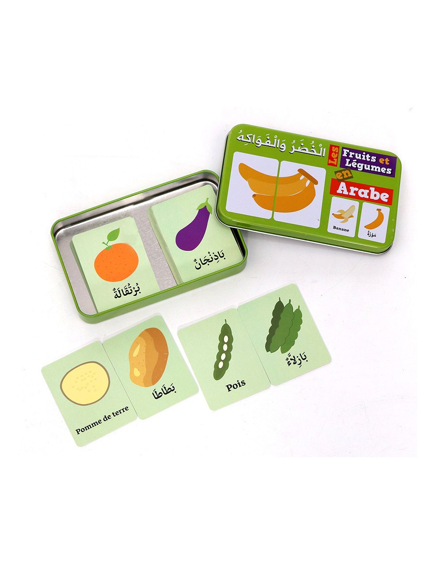 Ma boîte puzzle Duo "Les fruits et légumes" : 32 pièces (boîte métallique) - Arabe/Français