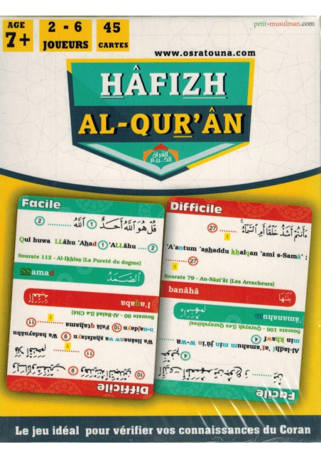 Jeu Hâfizh Al-Qur'ân - Jeu de Cartes sur le Coran (Quiz) - Osratouna
