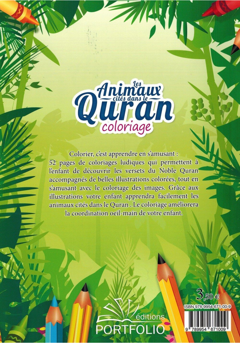 Livre de coloriage : Les Animaux cités dans le Quran - Editions Portfolio
