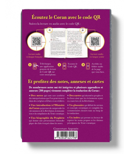 Le Noble Coran Gris + QR Codes (Audio) en Arabe et Français - Éditions Tawhid