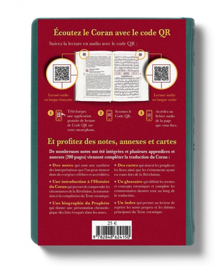 Le Noble Coran Vert + QR Codes (Audio) en Arabe et Français - Éditions Tawhid