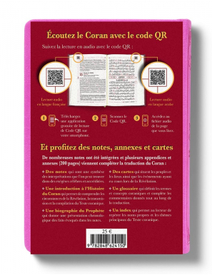 Le Noble Coran Rose + QR Codes (Audio) en Arabe et Français - Éditions Tawhid