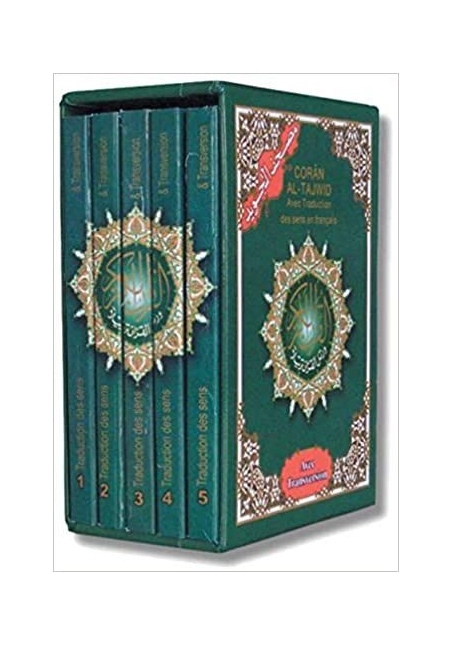 Coran Al-Tajwid: Avec traduction des sens en français. Coffret en 5 volume